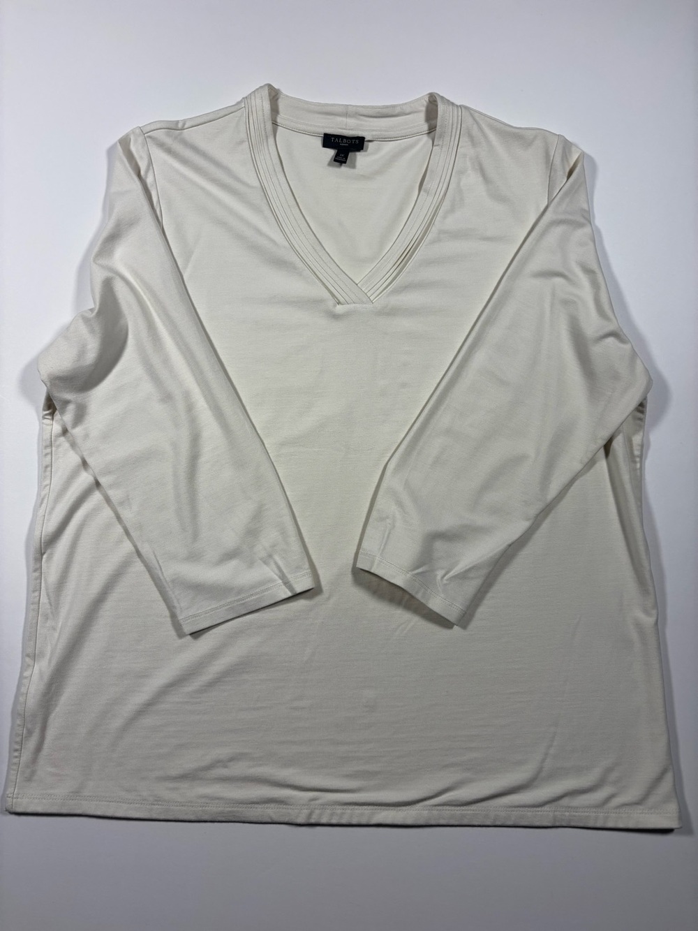 Talbots Off-White V-Neck Long Sleeve Top